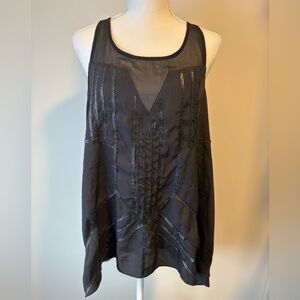 Gentle Fawn Black Sheer Sequin Racerback Tank Top | Size Large